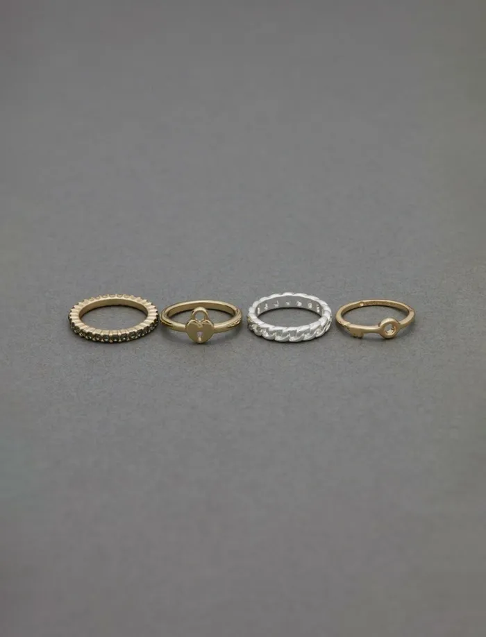 Two Tone Lock Ring Stack Two Tone Women Lucky Brand Jewelry