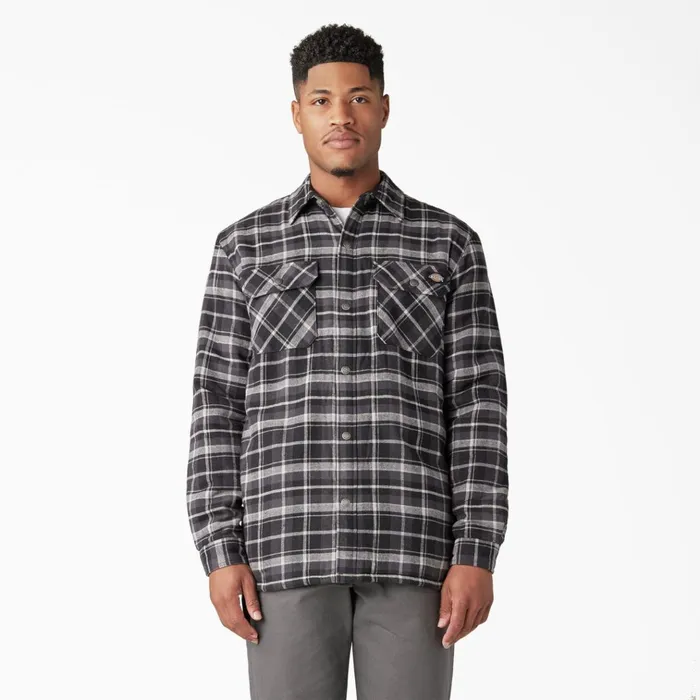 Water Repellent FleeceLined Flannel Shirt Jacket CharcoalBlack Plaid Charcoalblack Plaid b1x Men Dickies Outerwear Water Repellent FleeceLined Flannel Shirt Jacket CharcoalBlack Plaid Charcoalblack Plaid b1x Men Dickies Outerwear