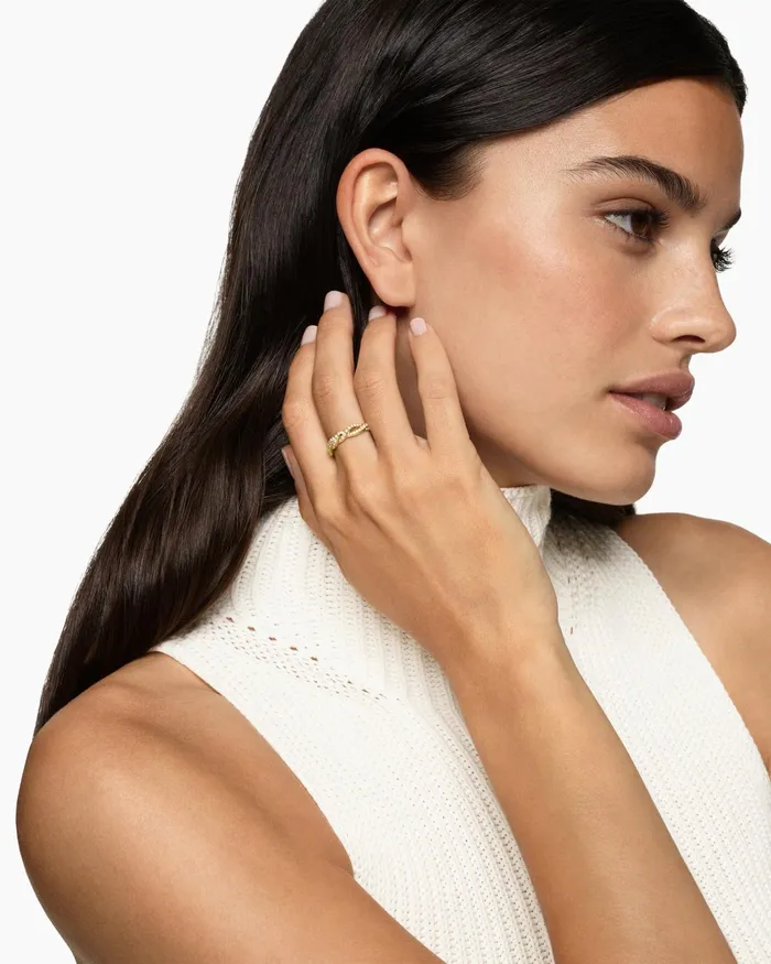 Wisteria Band Ring In 18K Yellow Gold With Diamonds 44mm Women David Yurman Band Wisteria Band Ring In 18K Yellow Gold With Diamonds 44mm Women David Yurman Band