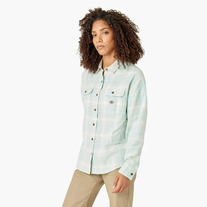 Women039s Long Sleeve Flannel Shirt Soft Gray Turquoise Plaid Soft Gray Turquoise Plaid qpt Women Dickies Button Up Women039s Long Sleeve Flannel Shirt Soft Gray Turquoise Plaid Soft Gray Turquoise Plaid qpt Women Dickies Button Up
