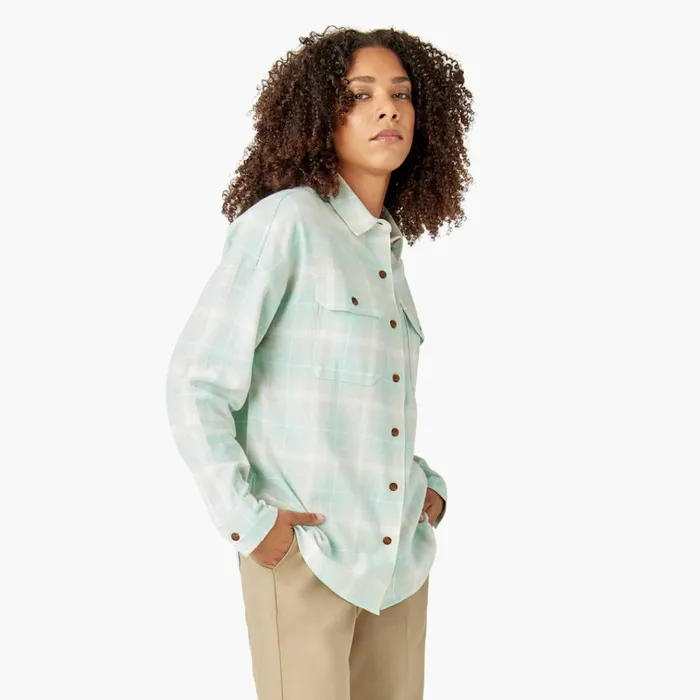 Women039s Long Sleeve Flannel Shirt Soft Gray Turquoise Plaid Soft Gray Turquoise Plaid qpt Women Dickies Button Up Women039s Long Sleeve Flannel Shirt Soft Gray Turquoise Plaid Soft Gray Turquoise Plaid qpt Women Dickies Button Up