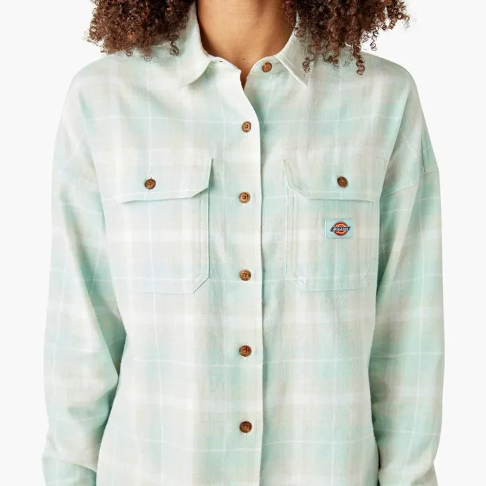 Women039s Long Sleeve Flannel Shirt Soft Gray Turquoise Plaid Soft Gray Turquoise Plaid qpt Women Dickies Button Up Women039s Long Sleeve Flannel Shirt Soft Gray Turquoise Plaid Soft Gray Turquoise Plaid qpt Women Dickies Button Up