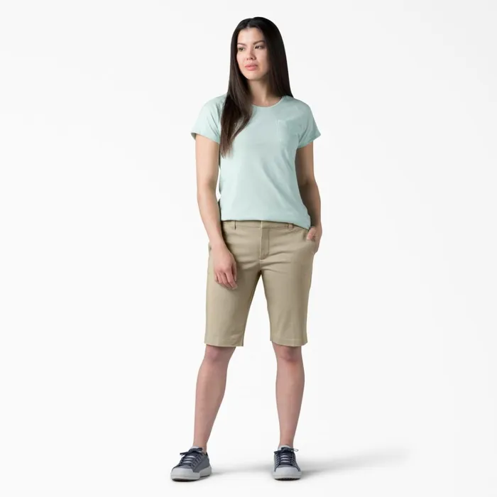 Women039s Perfect Shape Straight Fit Bermuda Shorts 11034 Rinsed Oxford Stone Rinsed Oxford Stone rdg2 Women Dickies Work Shorts