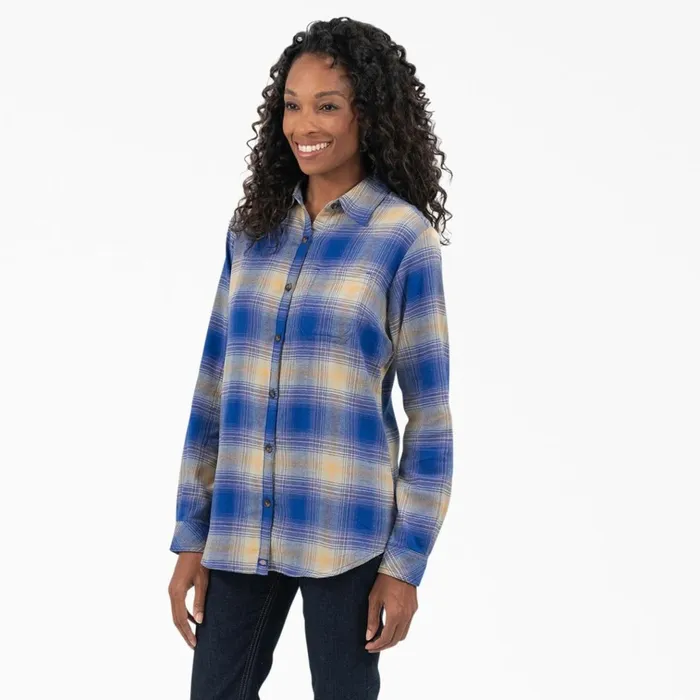 Women039s Plaid Flannel Long Sleeve Shirt Surf BlueFireside Ombre Plaid Surf Bluefireside Ombre Plaid c1j Women Dickies Button Up Women039s Plaid Flannel Long Sleeve Shirt Surf BlueFireside Ombre Plaid Surf Bluefireside Ombre Plaid c1j Women Dickies Button Up
