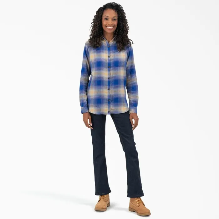 Women039s Plaid Flannel Long Sleeve Shirt Surf BlueFireside Ombre Plaid Surf Bluefireside Ombre Plaid c1j Women Dickies Button Up Women039s Plaid Flannel Long Sleeve Shirt Surf BlueFireside Ombre Plaid Surf Bluefireside Ombre Plaid c1j Women Dickies Button Up