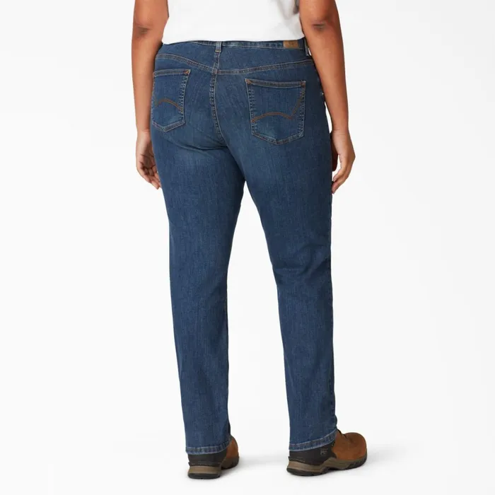 Women039s Plus Perfect Shape Straight Fit Jeans Stonewashed Indigo Blue Stonewashed Indigo Blue snb Women Dickies Jeans