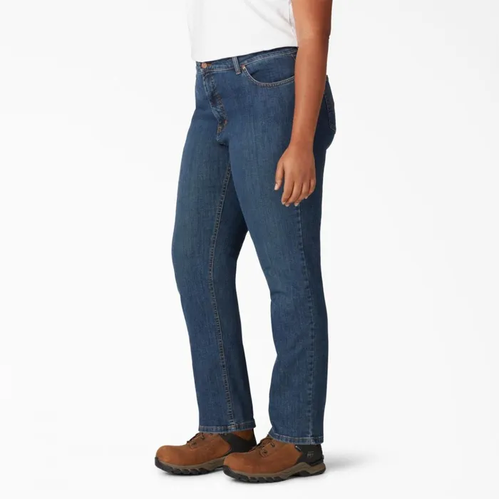 Women039s Plus Perfect Shape Straight Fit Jeans Stonewashed Indigo Blue Stonewashed Indigo Blue snb Women Dickies Jeans