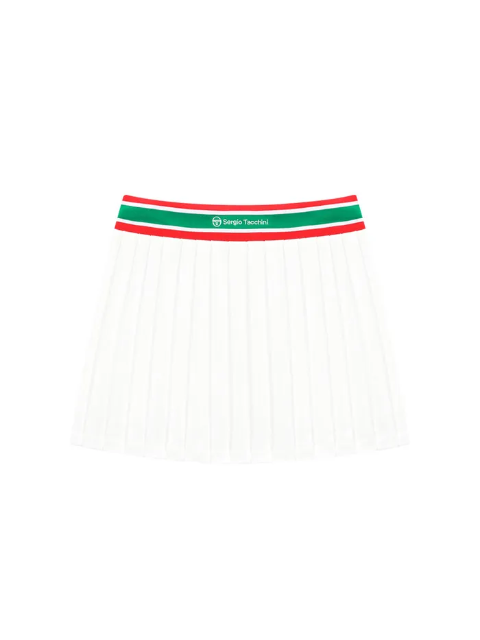 Women Athleisure Sergio Tacchini Flag Waistband Pleated Skirt Off White