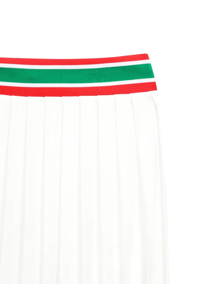 Women Athleisure Sergio Tacchini Flag Waistband Pleated Skirt Off White