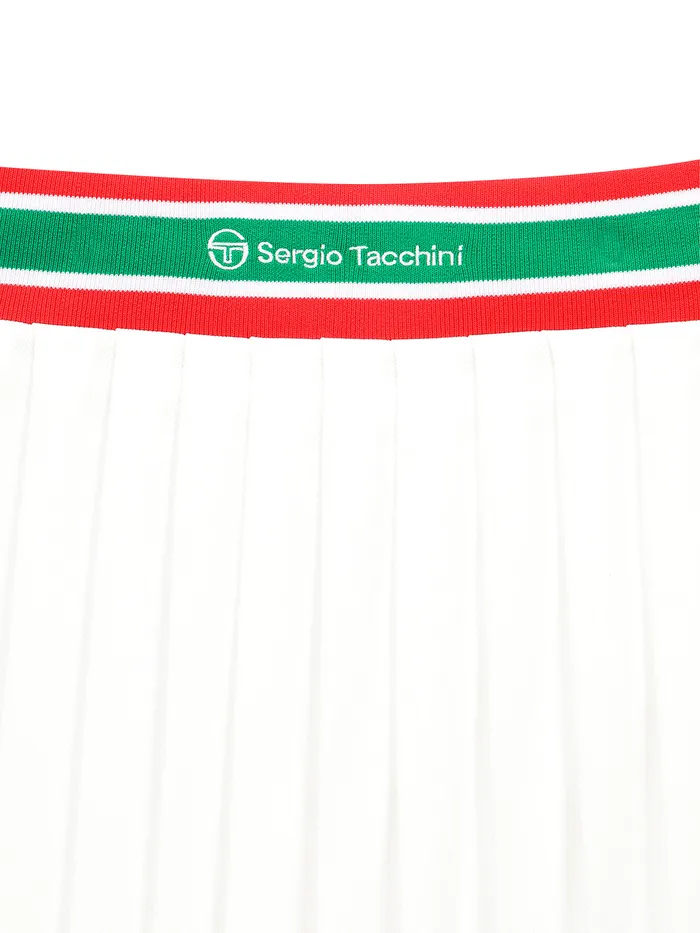 Women Athleisure Sergio Tacchini Flag Waistband Pleated Skirt Off White