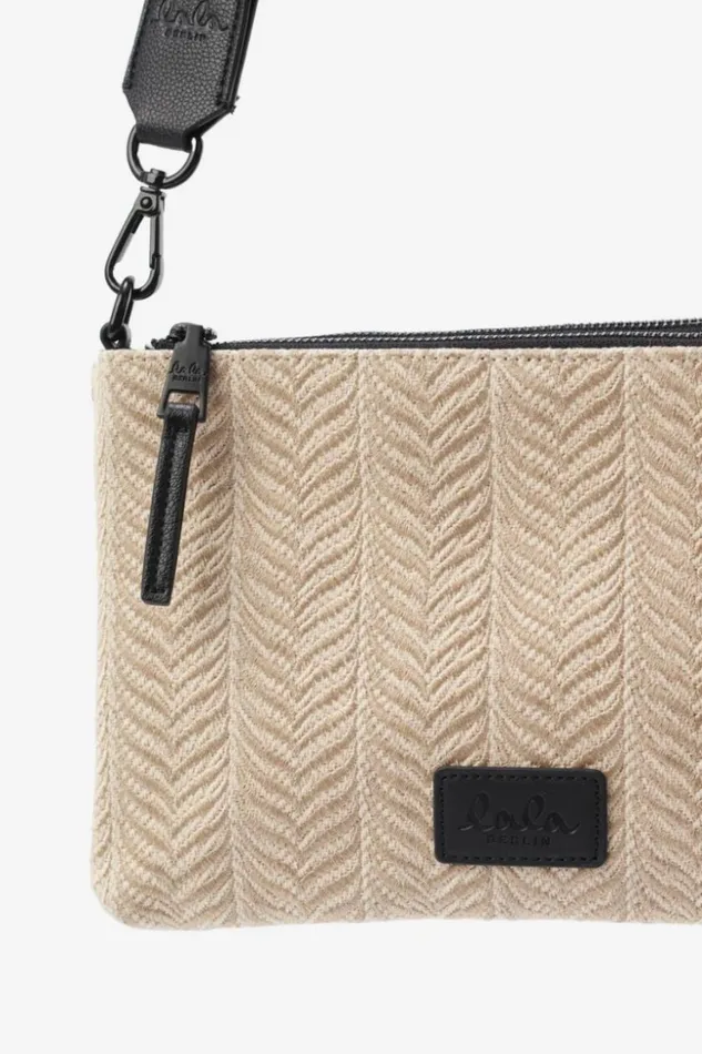 Women Bags Lala Berlin Crossbody Pouch Marte Canvas Chevron Cream