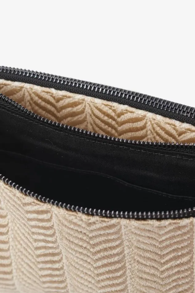 Women Bags Lala Berlin Crossbody Pouch Marte Canvas Chevron Cream