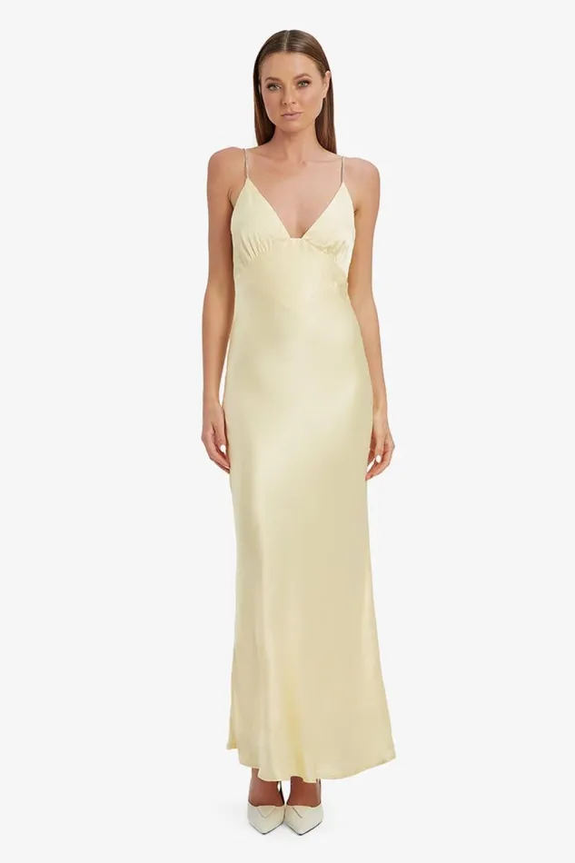 Women Bardot Day To Night Dresses Capri Diamonte Slip Dress In Canary Yellow Women Bardot Day To Night Dresses Capri Diamonte Slip Dress In Canary Yellow