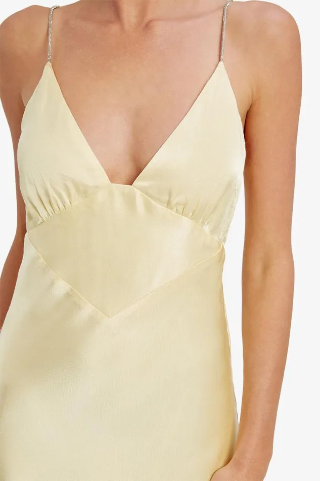 Women Bardot Day To Night Dresses Capri Diamonte Slip Dress In Canary Yellow Women Bardot Day To Night Dresses Capri Diamonte Slip Dress In Canary Yellow