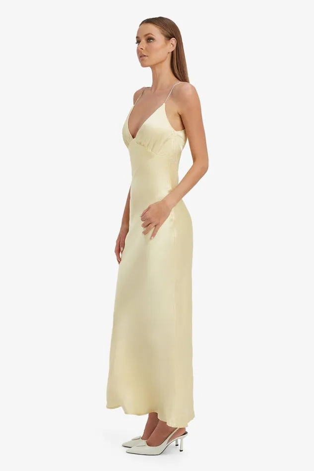 Women Bardot Day To Night Dresses Capri Diamonte Slip Dress In Canary Yellow Women Bardot Day To Night Dresses Capri Diamonte Slip Dress In Canary Yellow