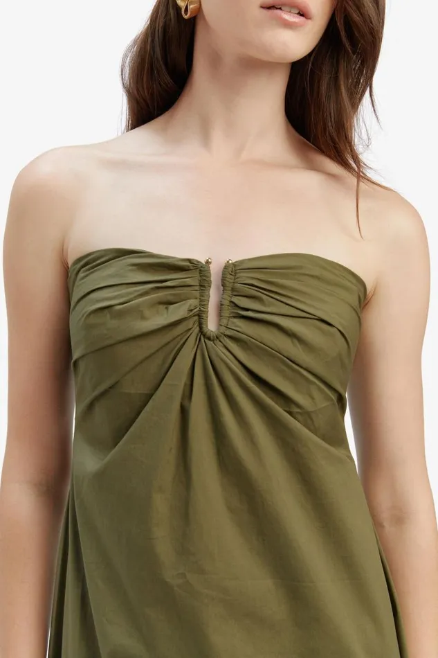 Women Bardot Day To Night Dresses Lora Poplin Maxi Dress In Khaki Women Bardot Day To Night Dresses Lora Poplin Maxi Dress In Khaki