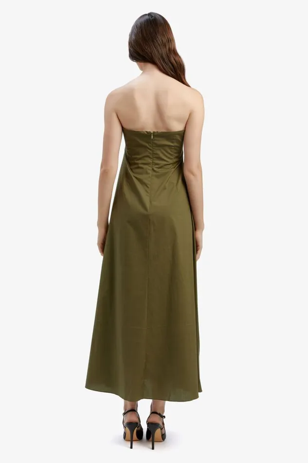 Women Bardot Day To Night Dresses Lora Poplin Maxi Dress In Khaki Women Bardot Day To Night Dresses Lora Poplin Maxi Dress In Khaki