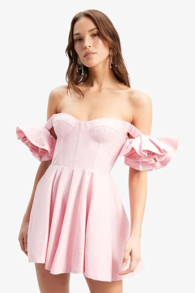 Women Bardot Day To Night Dresses Sigma Mini Dress In Baby Pink Women Bardot Day To Night Dresses Sigma Mini Dress In Baby Pink