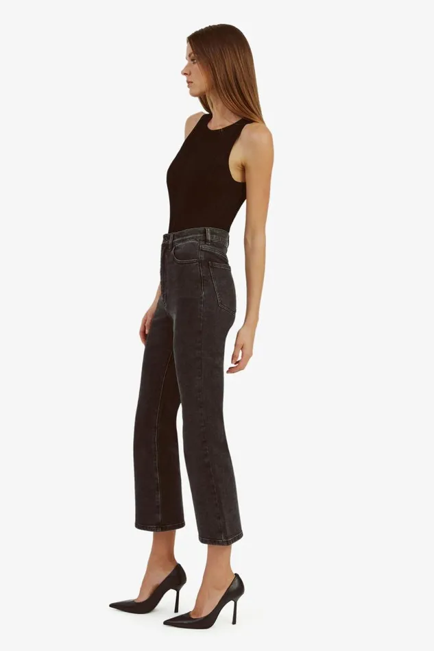 Women Bardot Flare Jean Heidi Flared Cropped Leg In Washed Black Women Bardot Flare Jean Heidi Flared Cropped Leg In Washed Black