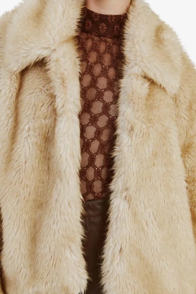 Women Bardot Jackets Sarissa Faux Fur Jacket In Oatmeal