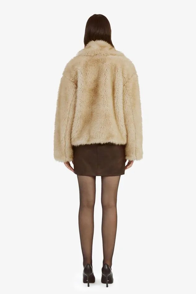 Women Bardot Jackets Sarissa Faux Fur Jacket In Oatmeal