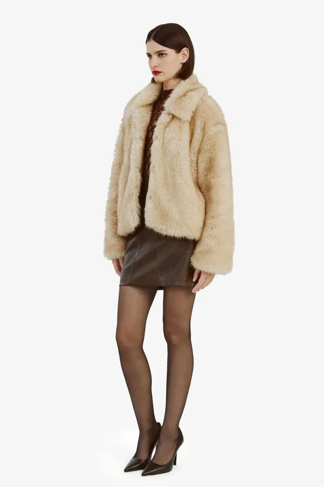Women Bardot Jackets Sarissa Faux Fur Jacket In Oatmeal