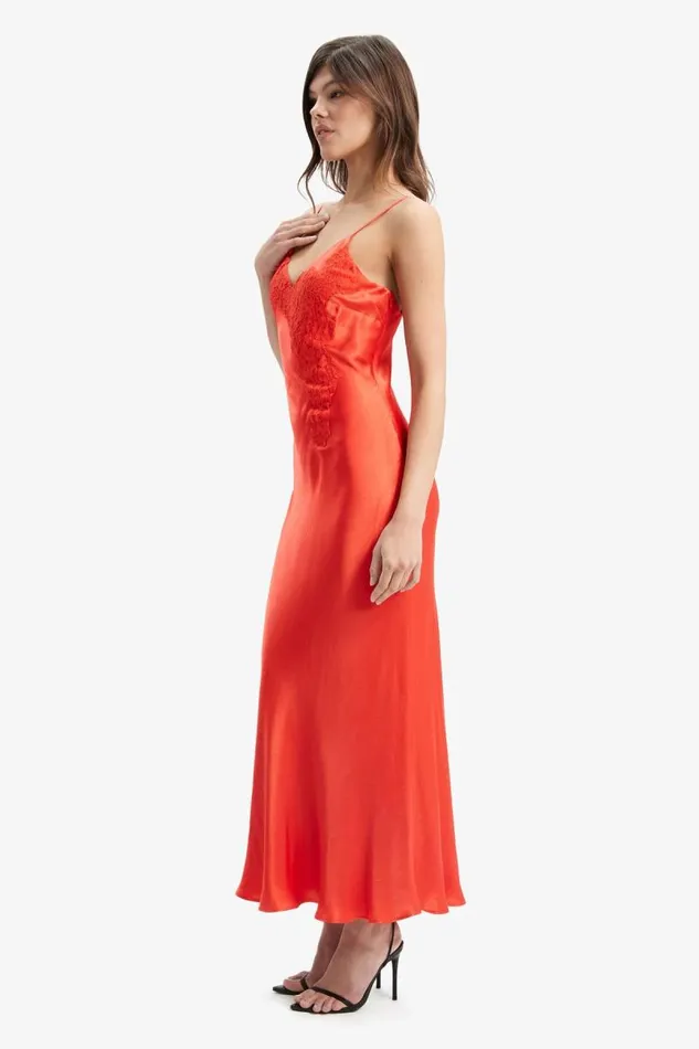 Women Bardot Occasion Dresses Avoco Lace Detail Midi Dress In Fire Red Women Bardot Occasion Dresses Avoco Lace Detail Midi Dress In Fire Red