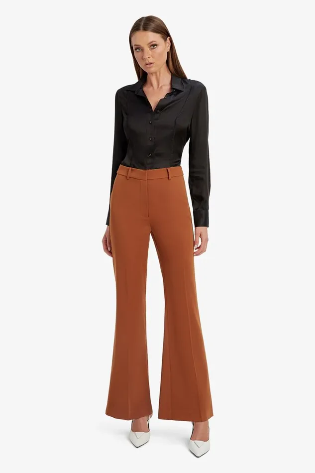 Women Bardot Pants Halifax Slim Flare Pant In Chestnut
