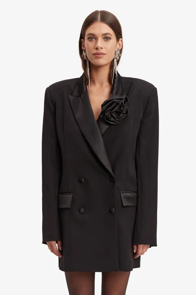 Women Bardot Party Dresses Joelle Tuxedo Dress In Black Women Bardot Party Dresses Joelle Tuxedo Dress In Black