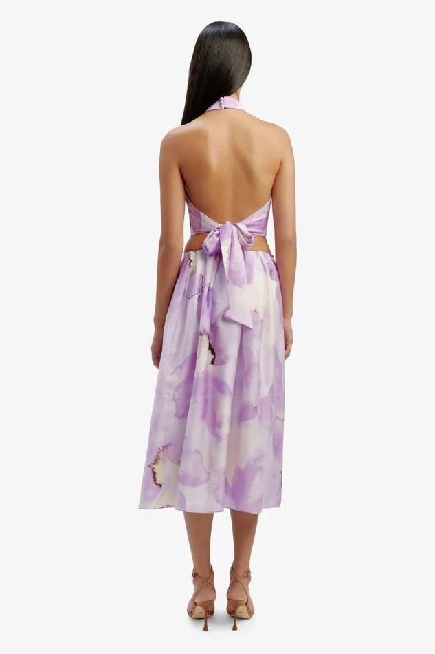 Women Bardot Party Tops Alora Halter Top In Lavender Floral Women Bardot Party Tops Alora Halter Top In Lavender Floral