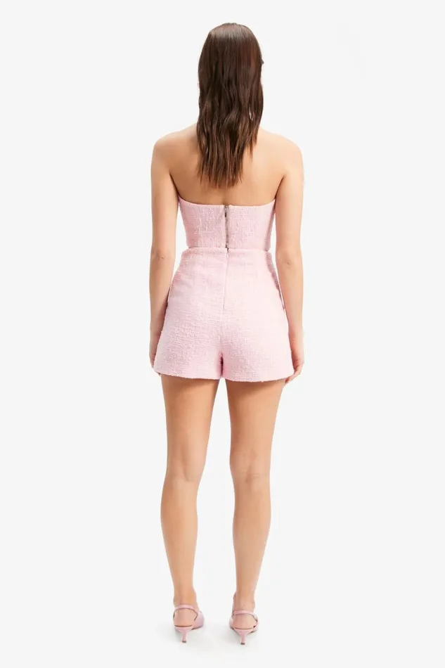 Women Bardot Party Tops Eleni Boucle Bustier In Soft Pink Women Bardot Party Tops Eleni Boucle Bustier In Soft Pink