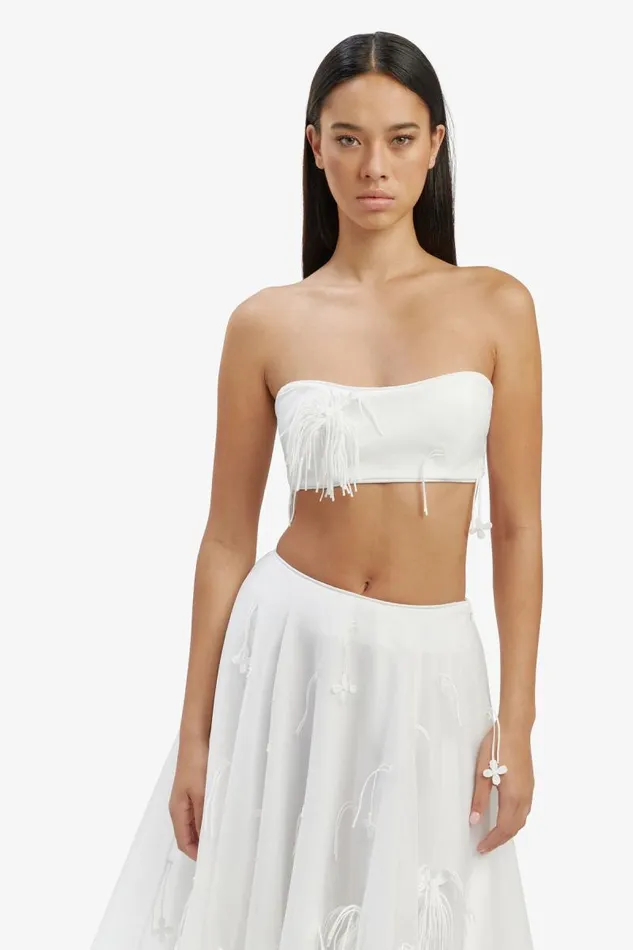 Women Bardot Party Tops Marcelle Crop Top In Orchid White Women Bardot Party Tops Marcelle Crop Top In Orchid White
