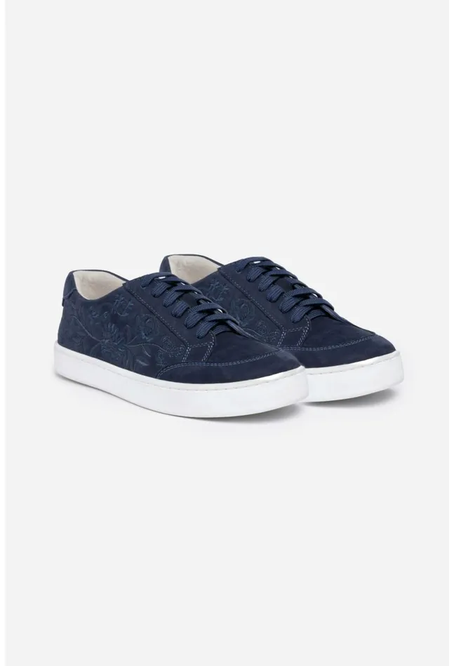 Women Bianca Lace Up Sneaker Navy Johnny Was Shoes