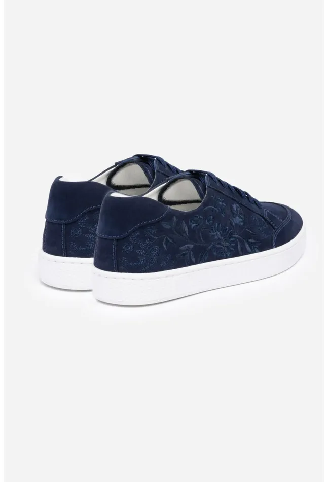 Women Bianca Lace Up Sneaker Navy Johnny Was Shoes