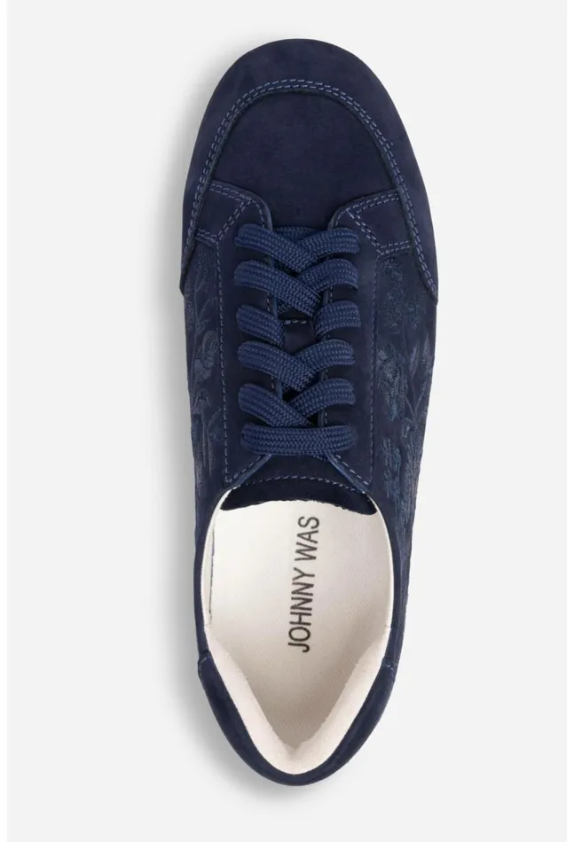 Women Bianca Lace Up Sneaker Navy Johnny Was Shoes