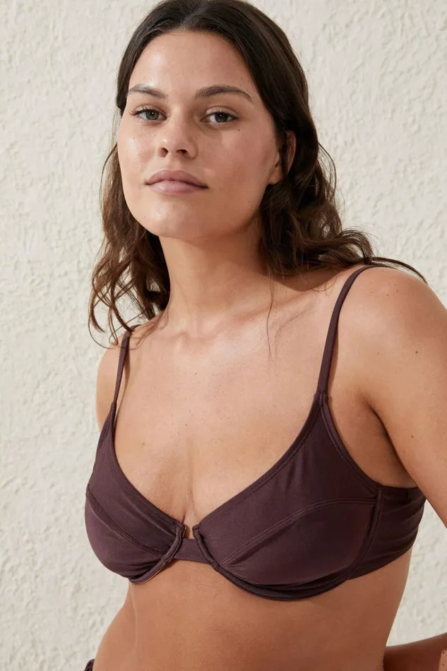 Women Bikinis Cotton On Balconette Bra Bikini Top Willow Brown Shimmer Women Bikinis Cotton On Balconette Bra Bikini Top Willow Brown Shimmer