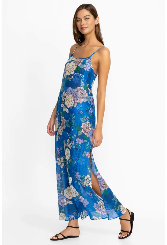 Women Blue Dove Back Tie Strappy Maxi Dress Blue Dove Johnny Was Swim and Resort