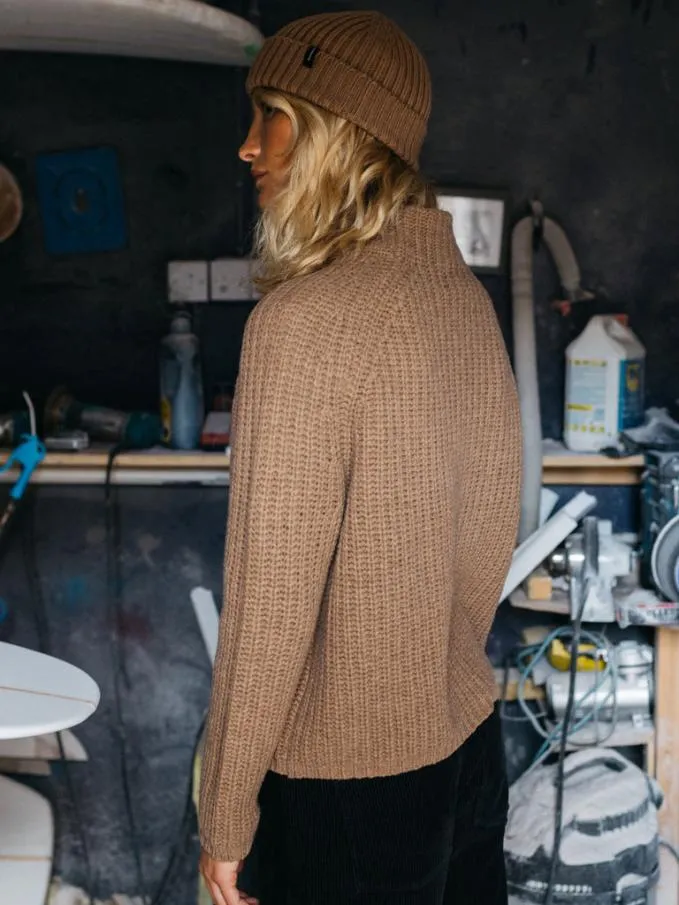 Women Bly Funnel Neck Jumper Praline Finisterre Knitwear