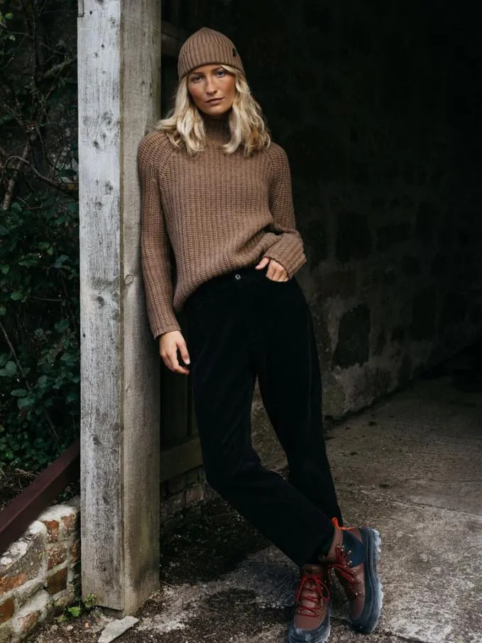 Women Bly Funnel Neck Jumper Praline Finisterre Knitwear