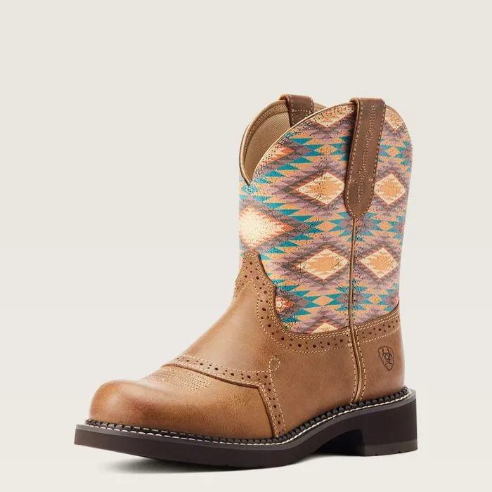 Women Booties Ariat Fatbaby Heritage Farrah Western Boot Coastal Tan Blanket Print Women Booties Ariat Fatbaby Heritage Farrah Western Boot Coastal Tan Blanket Print