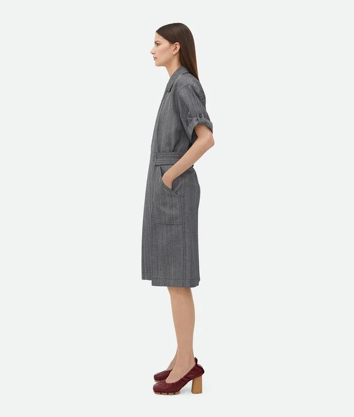 Women Bottega Veneta Dresses Viscose And Silk Dress Charcoalnickel