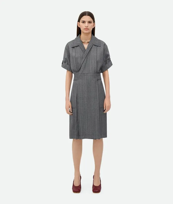 Women Bottega Veneta Dresses Viscose And Silk Dress Charcoalnickel