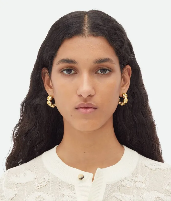 Women Bottega Veneta Earrings Concave Hoop Earrings Yellow Gold