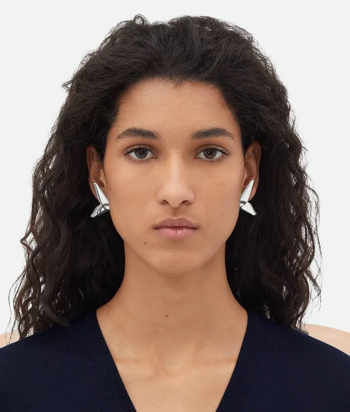 Women Bottega Veneta Earrings Plane Earrings Silver