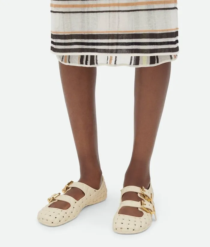Women Bottega Veneta Flats Amy MaryJane Ballerina Sea Salt