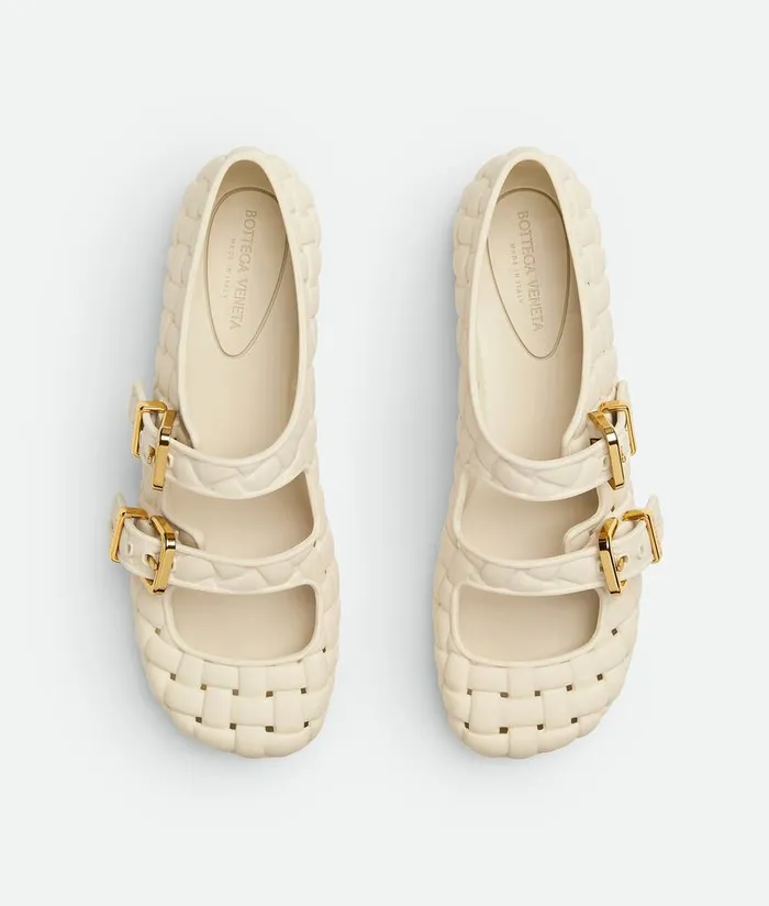 Women Bottega Veneta Flats Amy MaryJane Ballerina Sea Salt