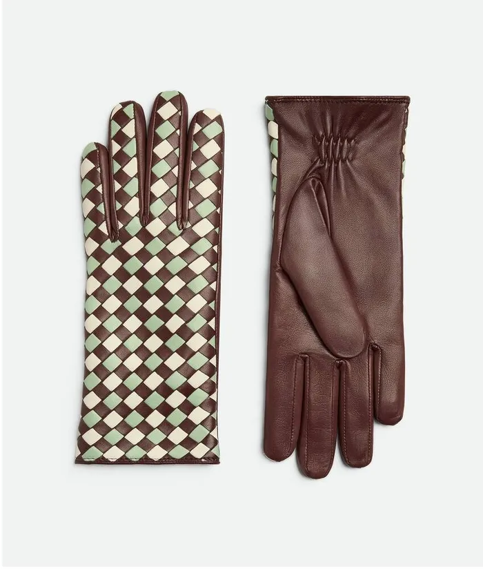 Women Bottega Veneta Gloves Leather Bicolor Intrecciato Gloves Boysenberrysweet Mintwhite Women Bottega Veneta Gloves Leather Bicolor Intrecciato Gloves Boysenberrysweet Mintwhite
