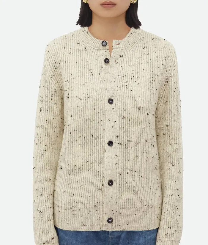 Women Bottega Veneta Knitwear Textured Wool Rib Oversized Cardigan Dove