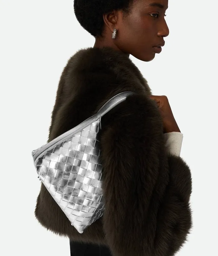 Women Bottega Veneta Mini Wallace Silver