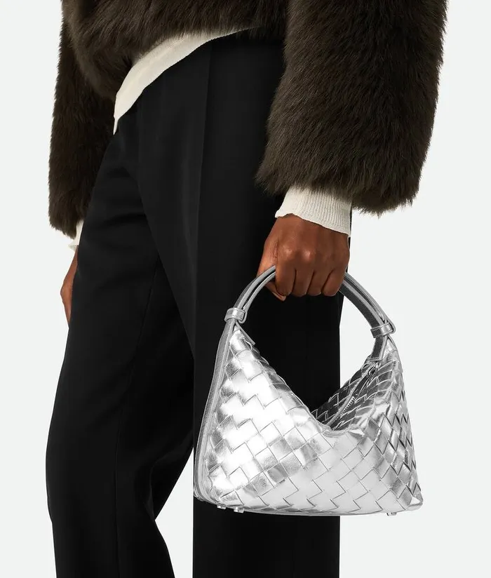 Women Bottega Veneta Mini Wallace Silver